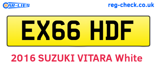 EX66HDF are the vehicle registration plates.