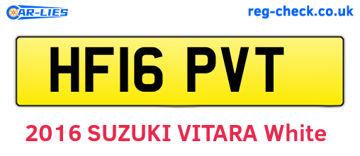 HF16PVT are the vehicle registration plates.