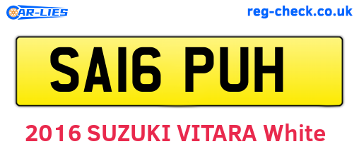 SA16PUH are the vehicle registration plates.