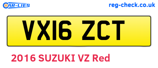 VX16ZCT are the vehicle registration plates.