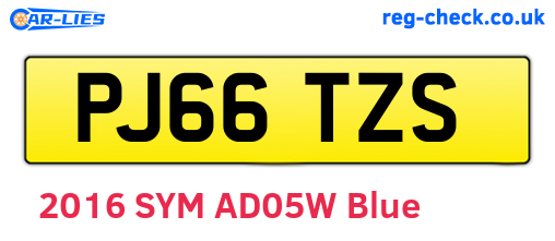 PJ66TZS are the vehicle registration plates.