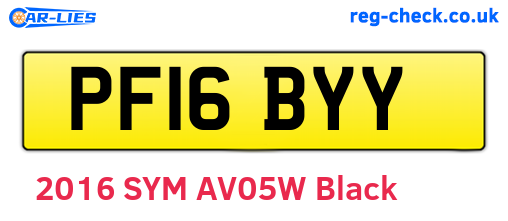 PF16BYY are the vehicle registration plates.