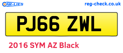 PJ66ZWL are the vehicle registration plates.