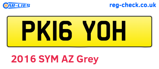 PK16YOH are the vehicle registration plates.