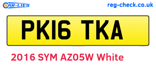 PK16TKA are the vehicle registration plates.