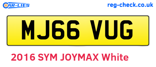 MJ66VUG are the vehicle registration plates.