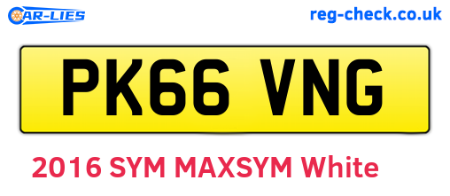 PK66VNG are the vehicle registration plates.