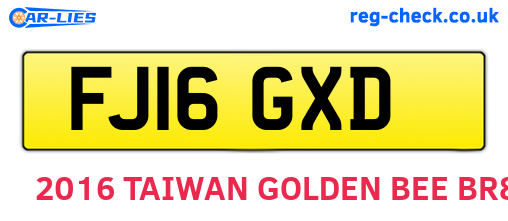 FJ16GXD are the vehicle registration plates.