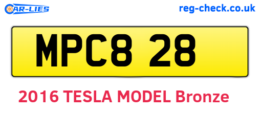 MPC828 are the vehicle registration plates.