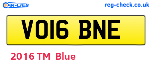 VO16BNE are the vehicle registration plates.