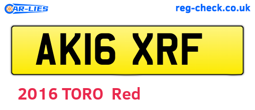 AK16XRF are the vehicle registration plates.