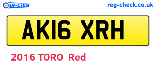 AK16XRH are the vehicle registration plates.