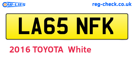 LA65NFK are the vehicle registration plates.