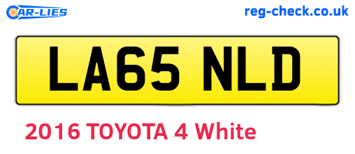 LA65NLD are the vehicle registration plates.