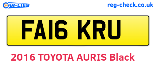 FA16KRU are the vehicle registration plates.