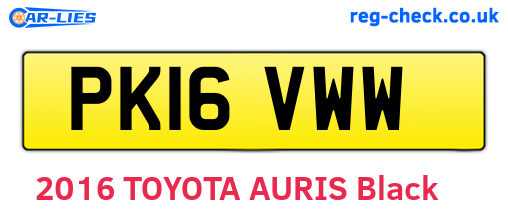 PK16VWW are the vehicle registration plates.