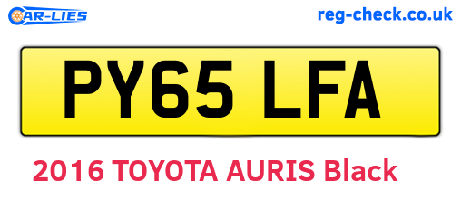 PY65LFA are the vehicle registration plates.
