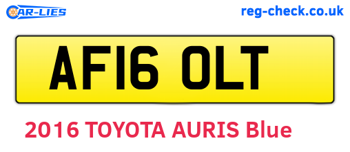 AF16OLT are the vehicle registration plates.