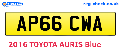 AP66CWA are the vehicle registration plates.