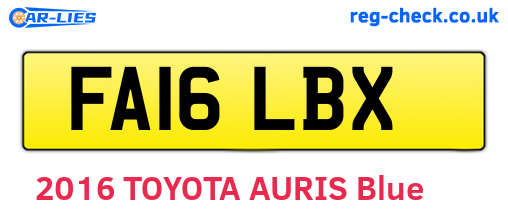 FA16LBX are the vehicle registration plates.
