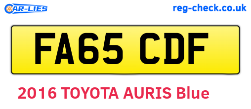 FA65CDF are the vehicle registration plates.