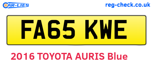 FA65KWE are the vehicle registration plates.