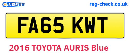 FA65KWT are the vehicle registration plates.