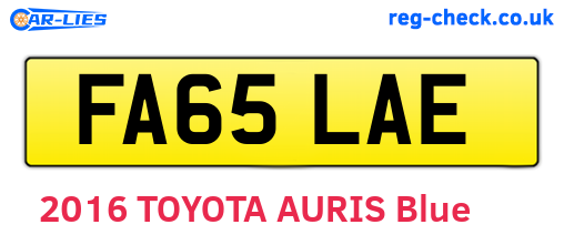 FA65LAE are the vehicle registration plates.