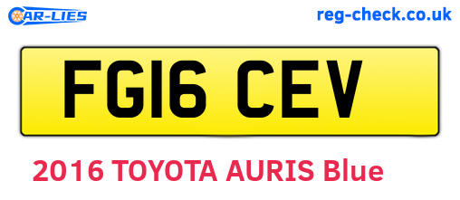 FG16CEV are the vehicle registration plates.