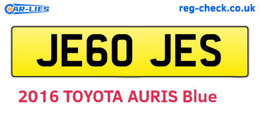 JE60JES are the vehicle registration plates.