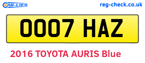 OO07HAZ are the vehicle registration plates.