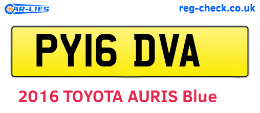 PY16DVA are the vehicle registration plates.