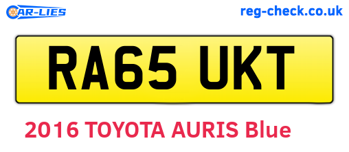 RA65UKT are the vehicle registration plates.