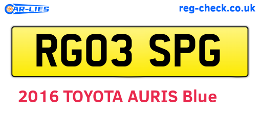 RG03SPG are the vehicle registration plates.