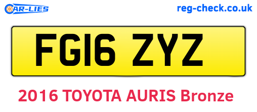 FG16ZYZ are the vehicle registration plates.