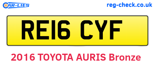RE16CYF are the vehicle registration plates.