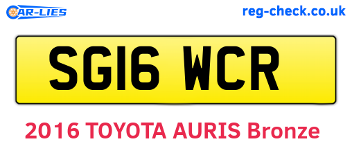 SG16WCR are the vehicle registration plates.