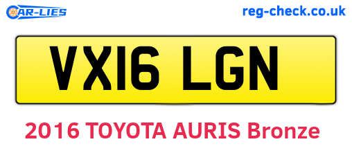 VX16LGN are the vehicle registration plates.