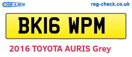 BK16WPM are the vehicle registration plates.
