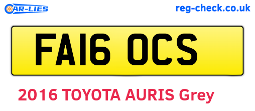 FA16OCS are the vehicle registration plates.