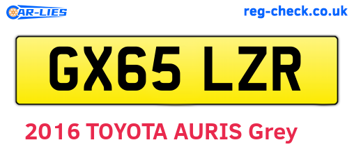 GX65LZR are the vehicle registration plates.