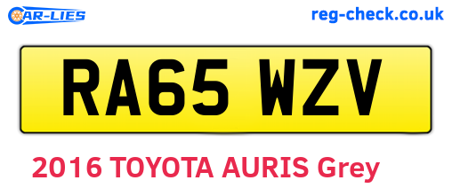 RA65WZV are the vehicle registration plates.