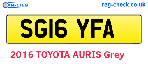 SG16YFA are the vehicle registration plates.