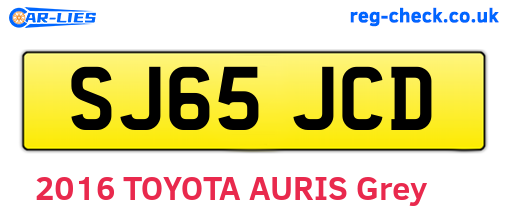 SJ65JCD are the vehicle registration plates.