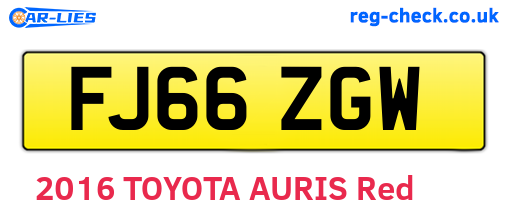 FJ66ZGW are the vehicle registration plates.