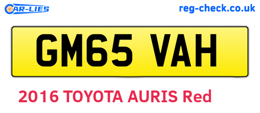 GM65VAH are the vehicle registration plates.