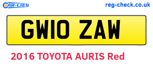 GW10ZAW are the vehicle registration plates.