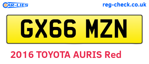 GX66MZN are the vehicle registration plates.