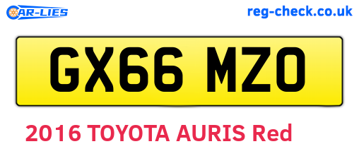 GX66MZO are the vehicle registration plates.