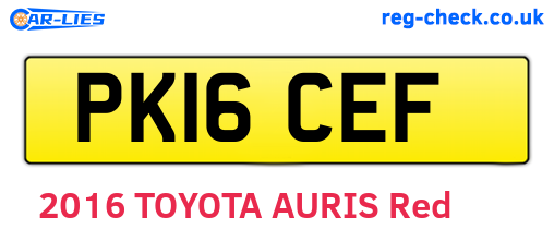 PK16CEF are the vehicle registration plates.